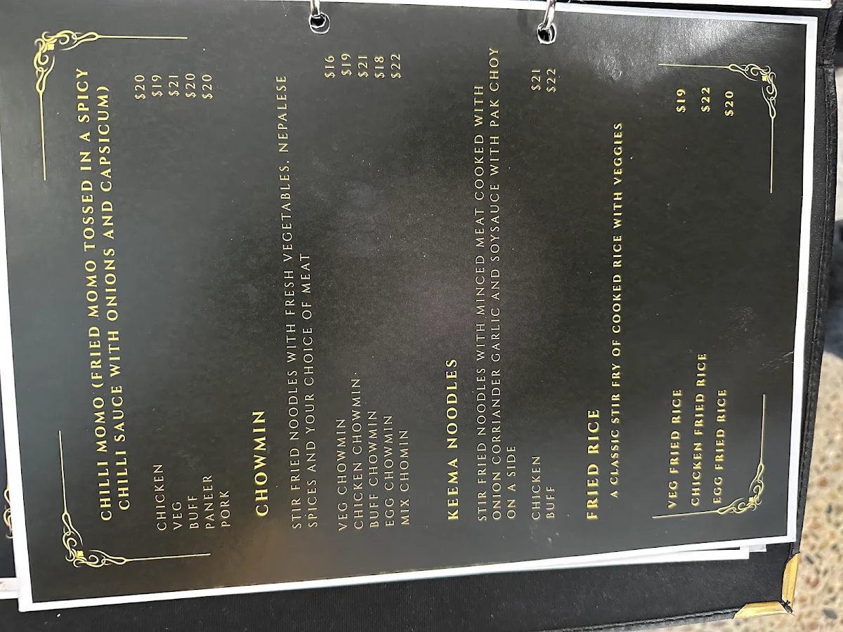 Menu, Early Bird Nepalese Restaurant