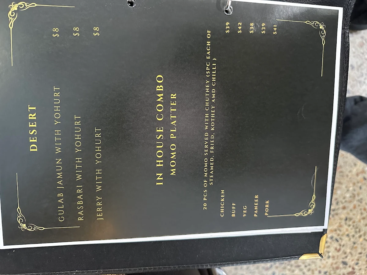 Menu, Early Bird Nepalese Restaurant