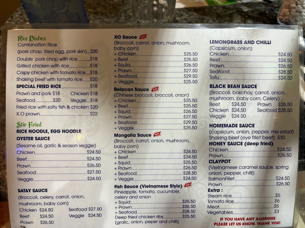 Menu, Pho Thao
