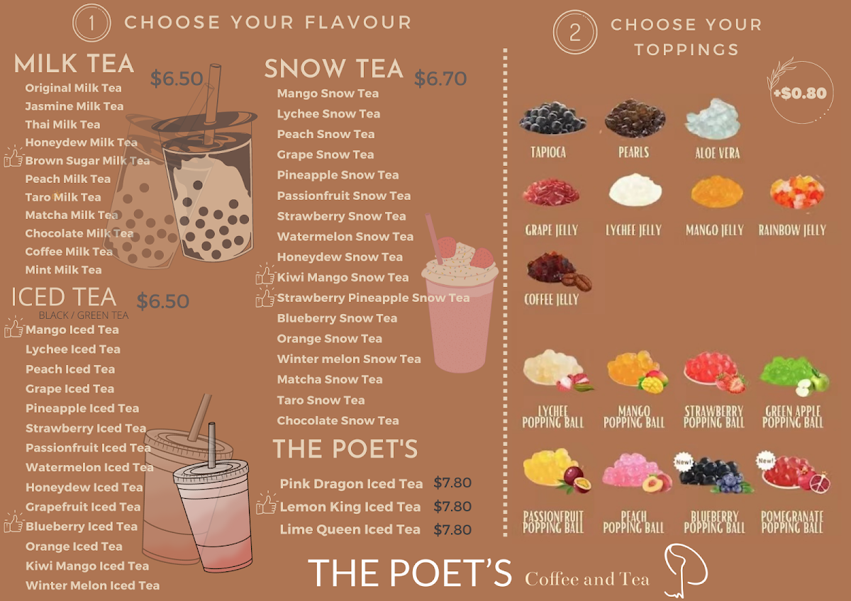 Menu, The Poet's Coffee & Tea