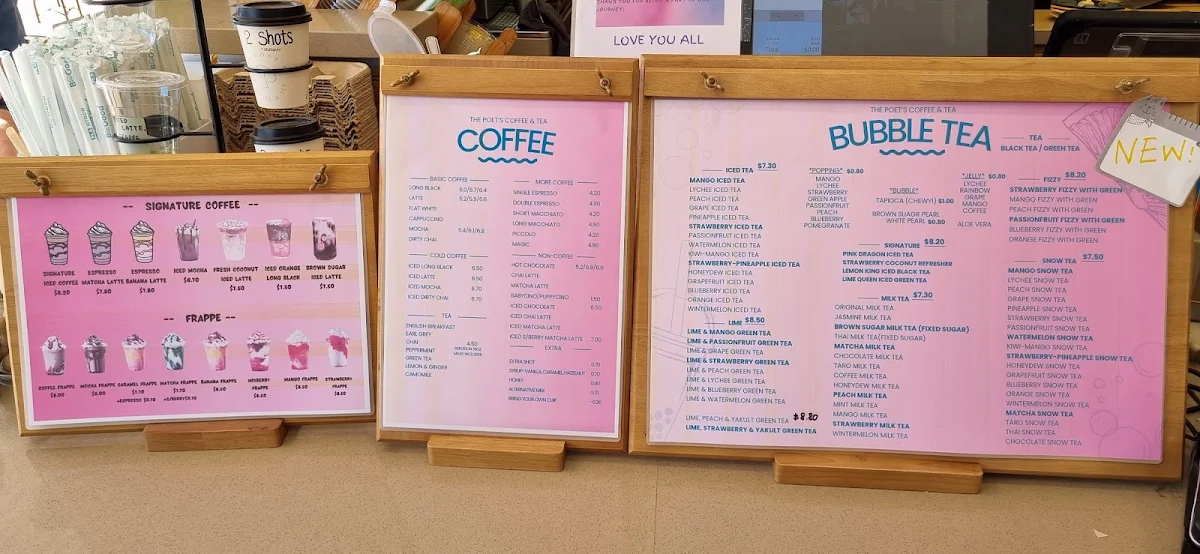 Menu, The Poet's Coffee & Tea