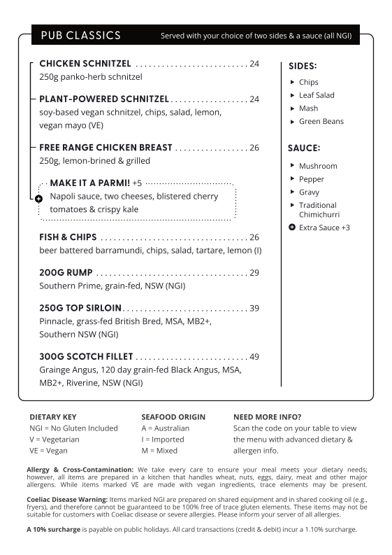 Menu, Aurora Rooftop Hotel