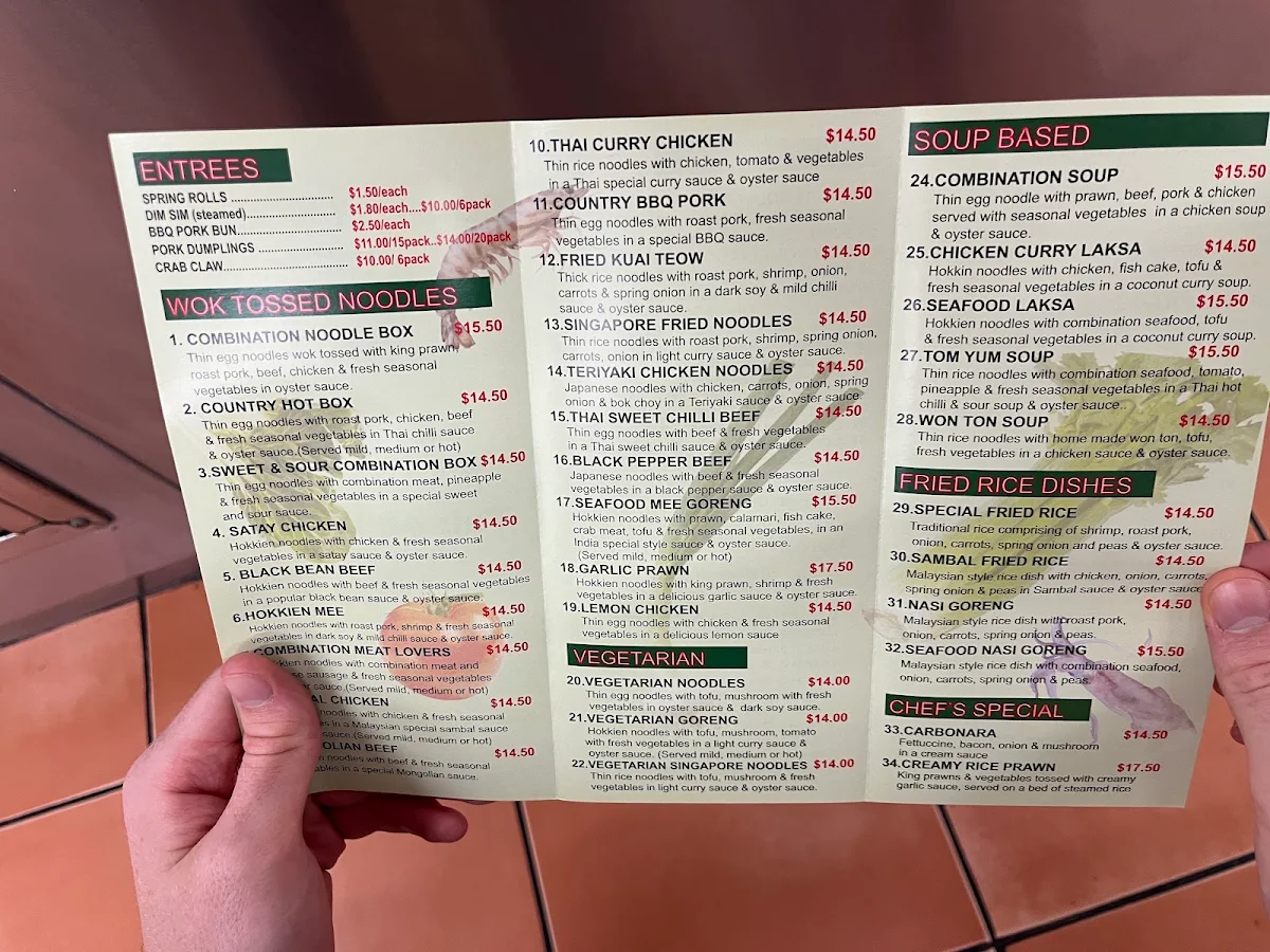 Menu, Country Noodles