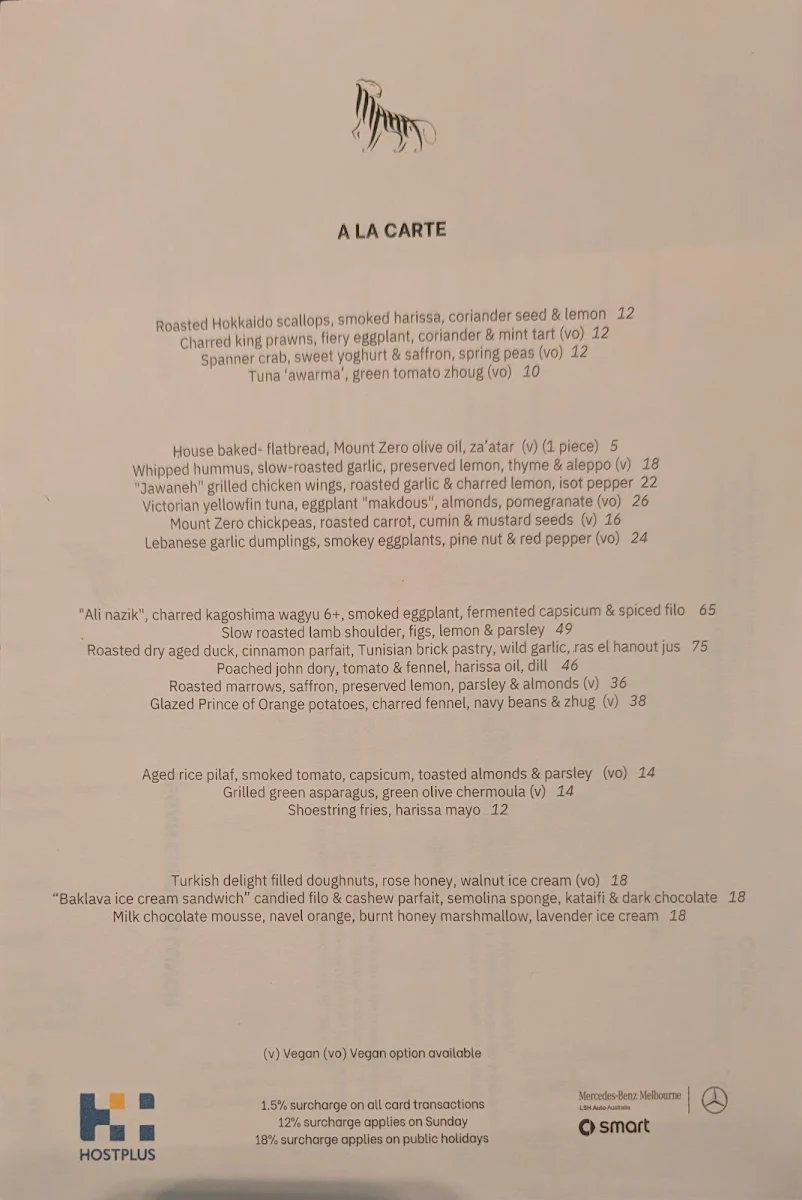 Menu, Maha Restaurant