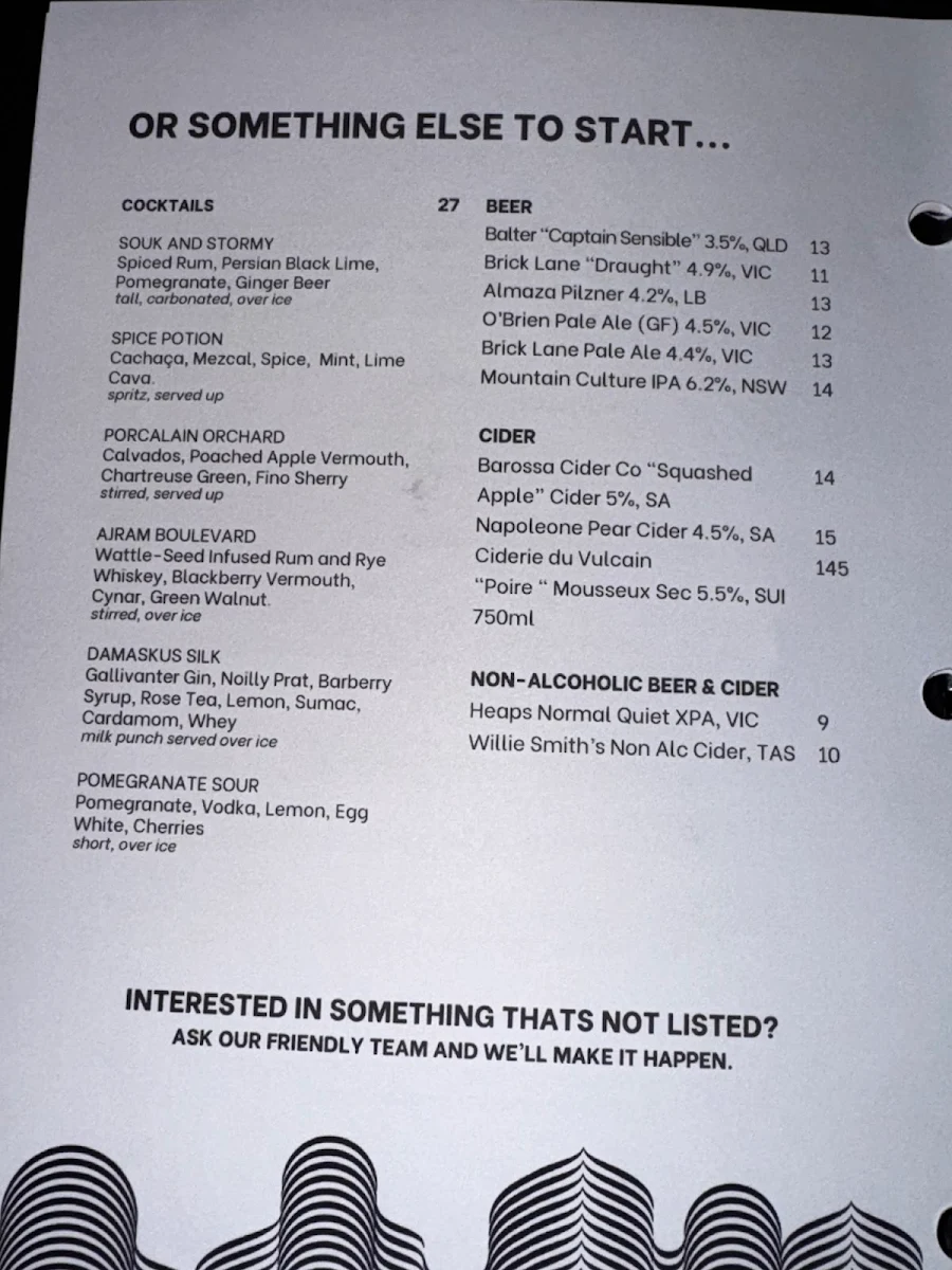 Menu, Maha Restaurant
