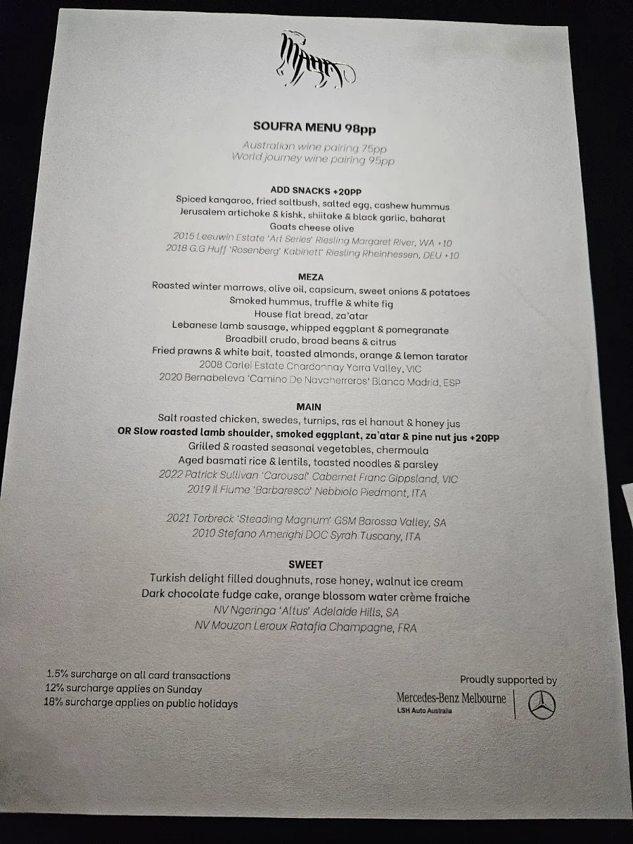Menu, Maha Restaurant