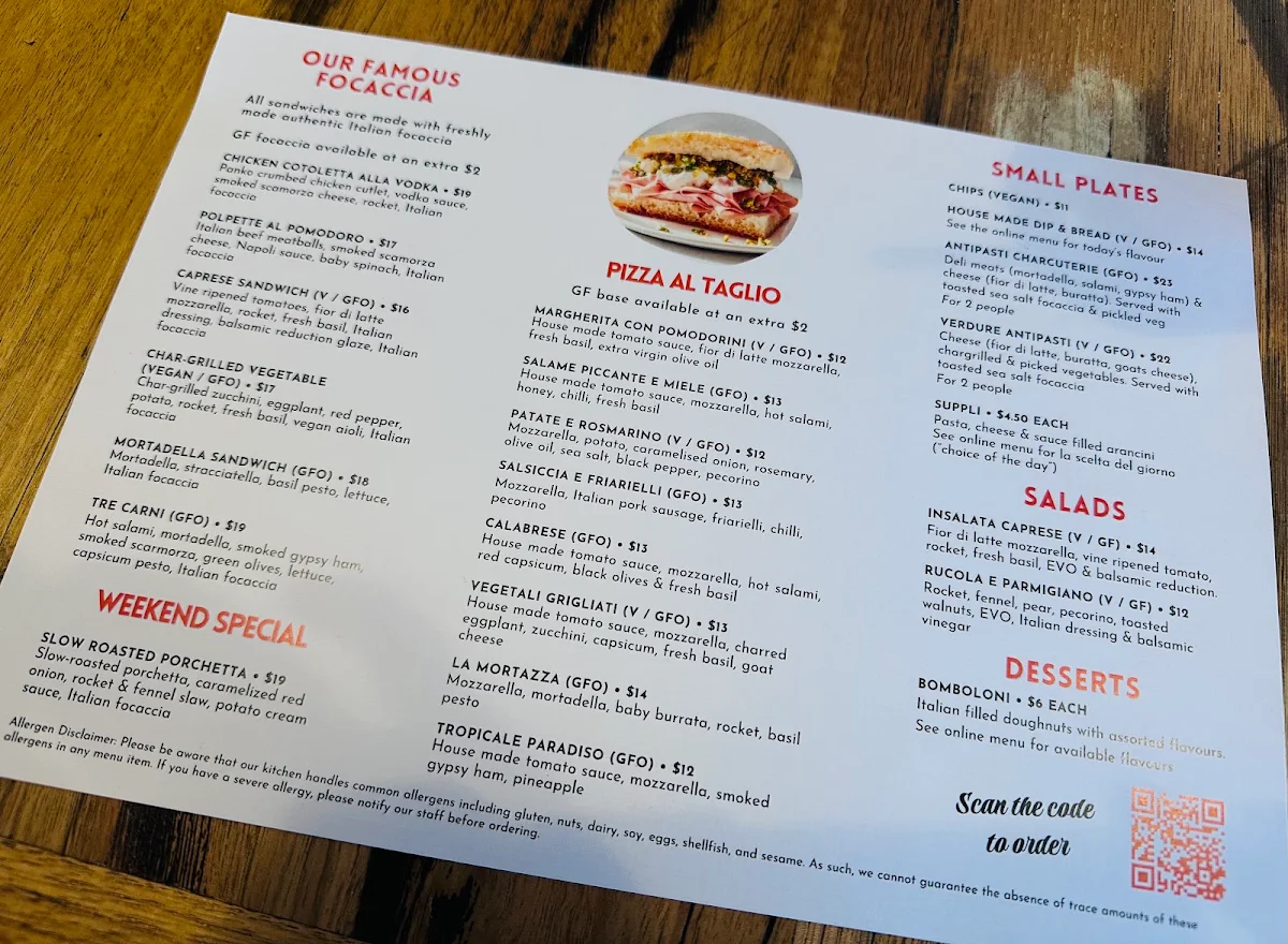 Menu, The Merri Bar