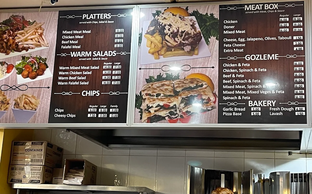 Menu, Springs Kebabs Turkish Bakery
