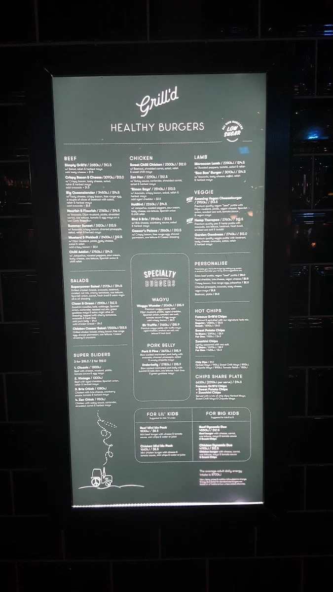Menu, Grill'd Burgers - Springfield