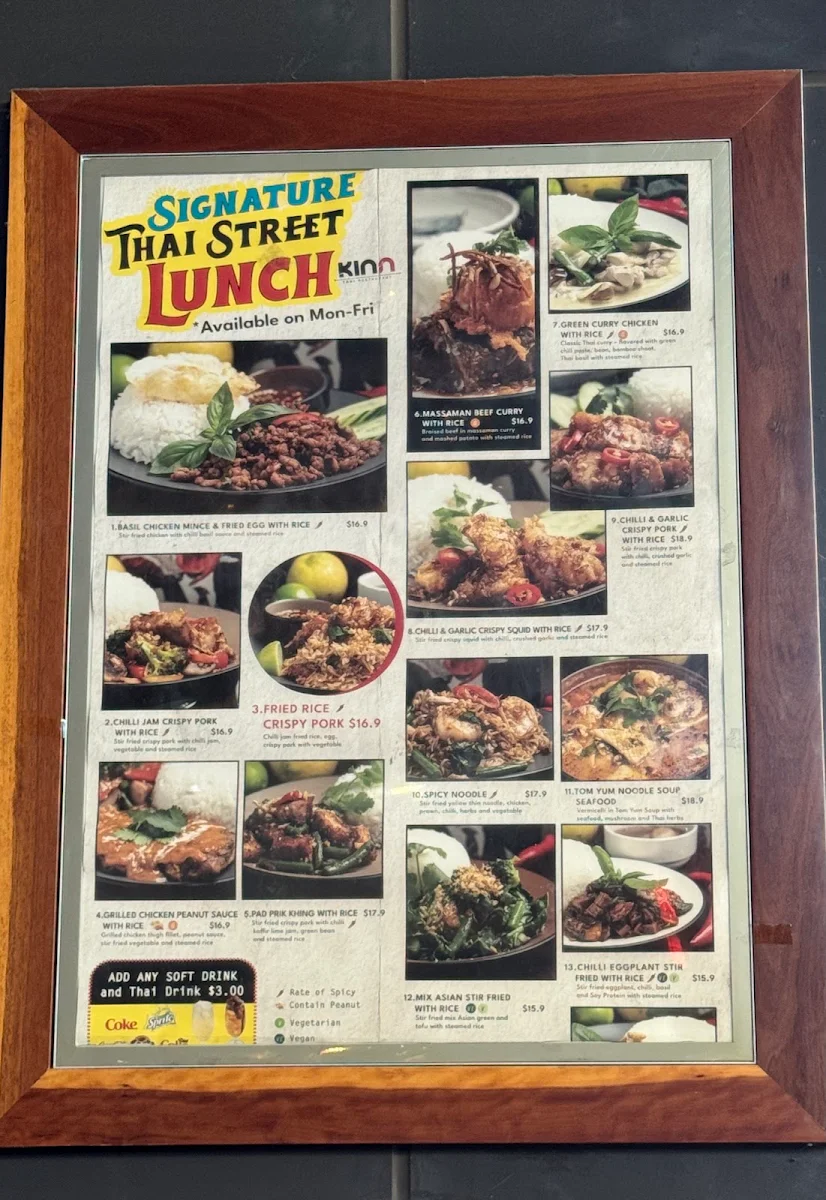 Menu, Kinn Thai