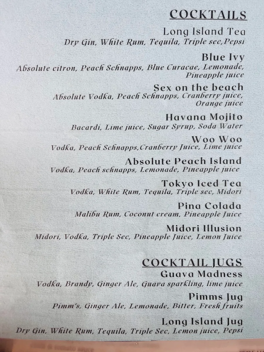 Menu, Schnithouse Port Adelaide