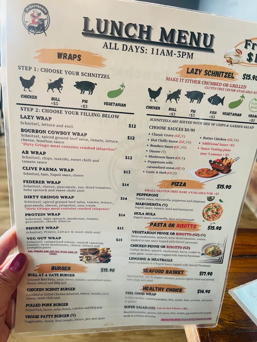 Menu, Schnithouse Port Adelaide