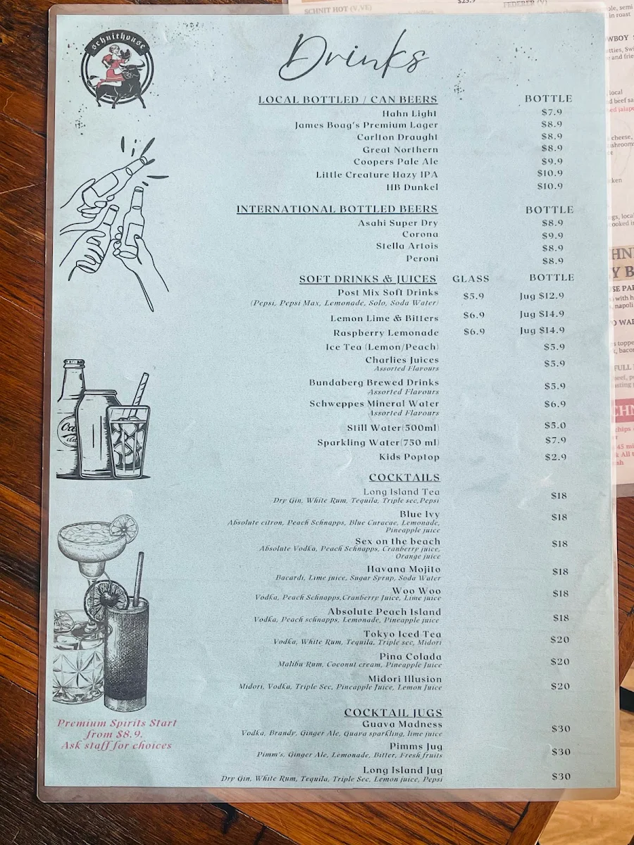 Menu, Schnithouse Port Adelaide
