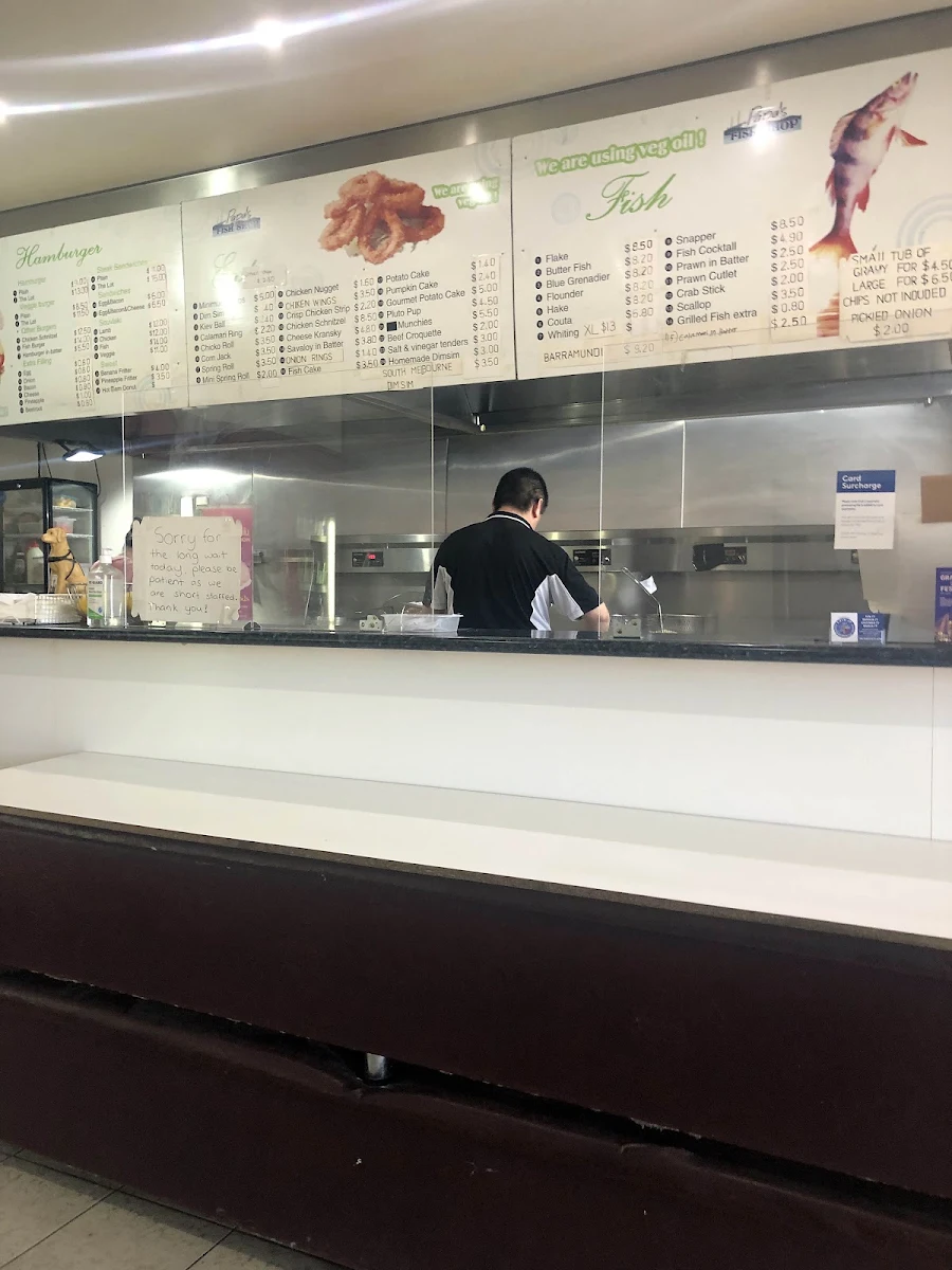 Menu, Papas Fish Shop