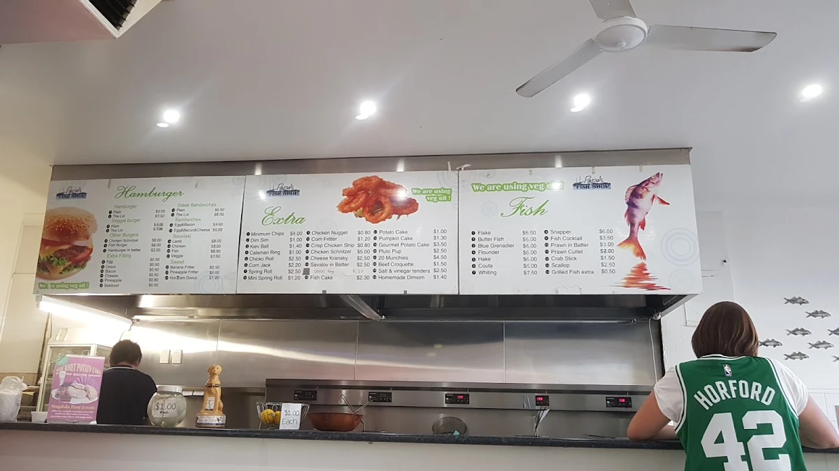 Menu, Papas Fish Shop