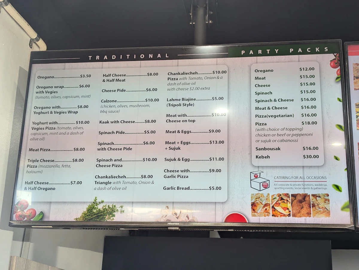 Menu, Mina Bakery