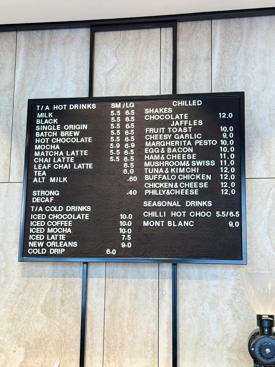 Menu, Axil Coffee Roasters Flinders Gate