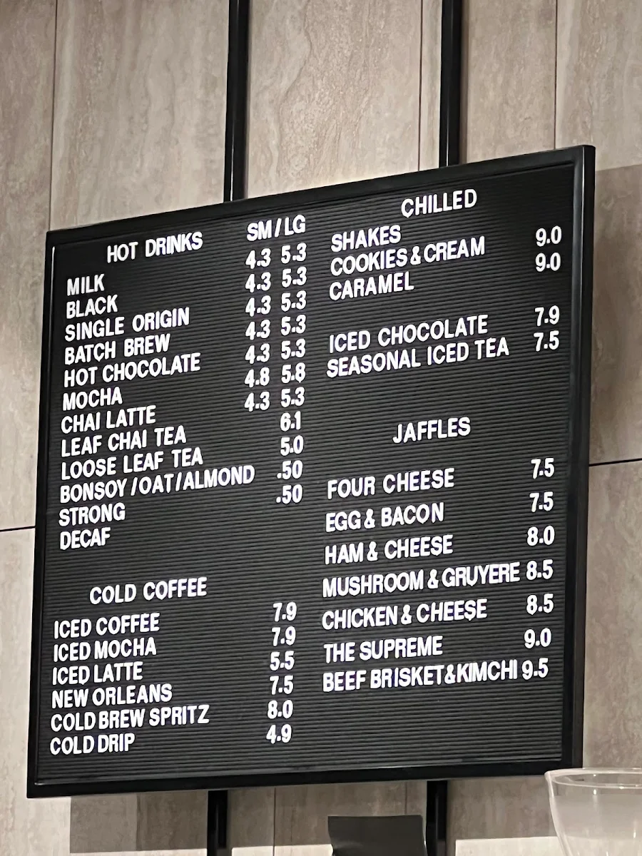 Menu, Axil Coffee Roasters Flinders Gate
