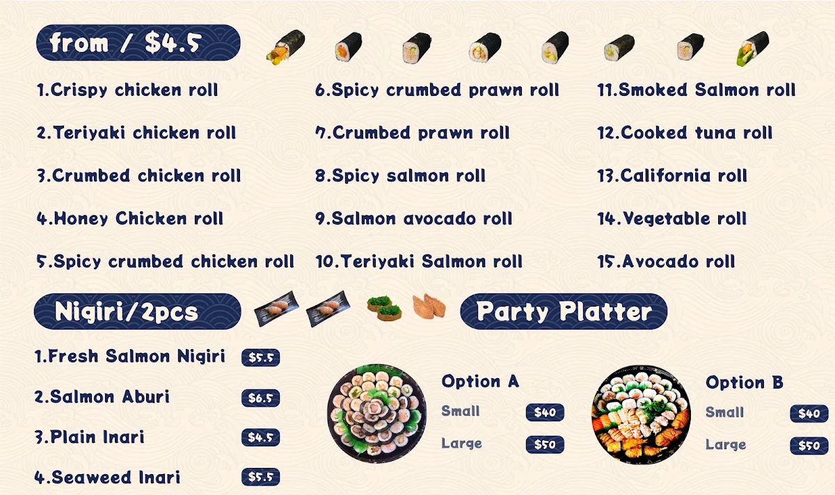 Menu, Argyle Pantry Japanese Kitchen