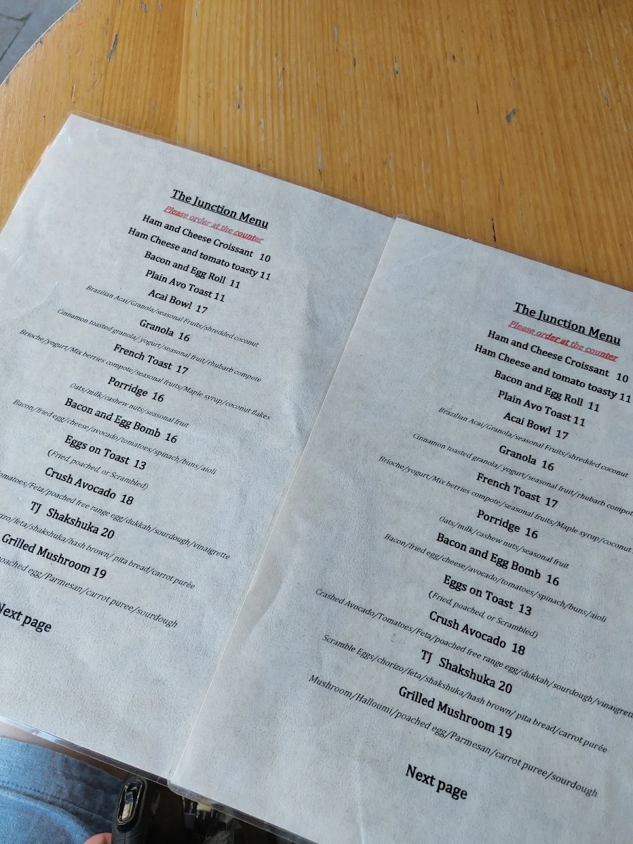 Menu, The Junction Coffee Co