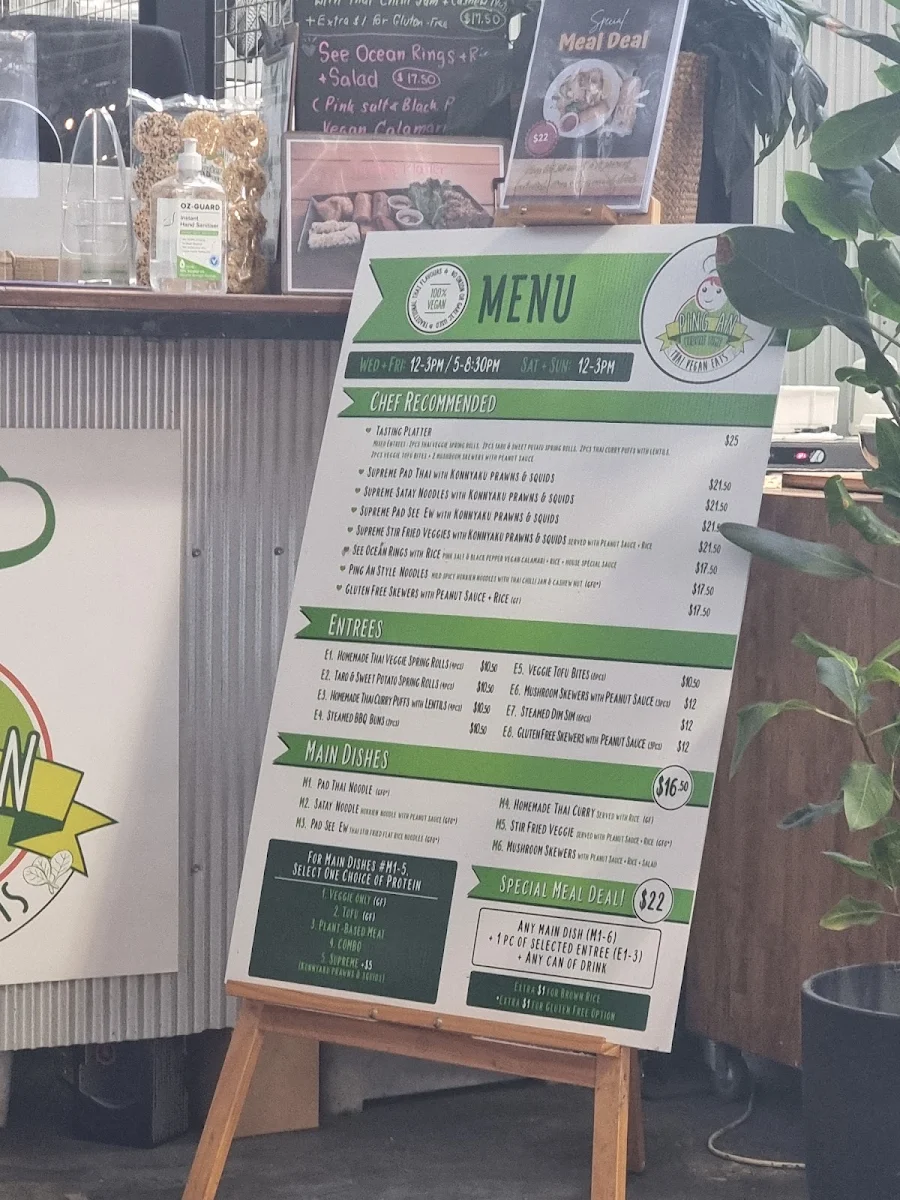 Menu, Ping An Veggie @Plant4 Bowden