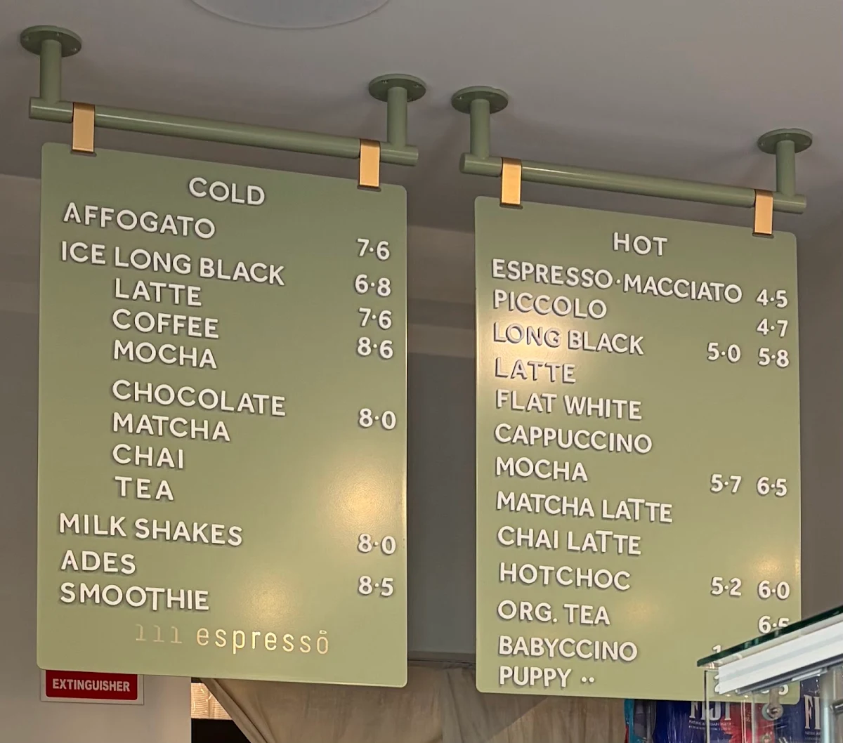 Menu, 111 espresso