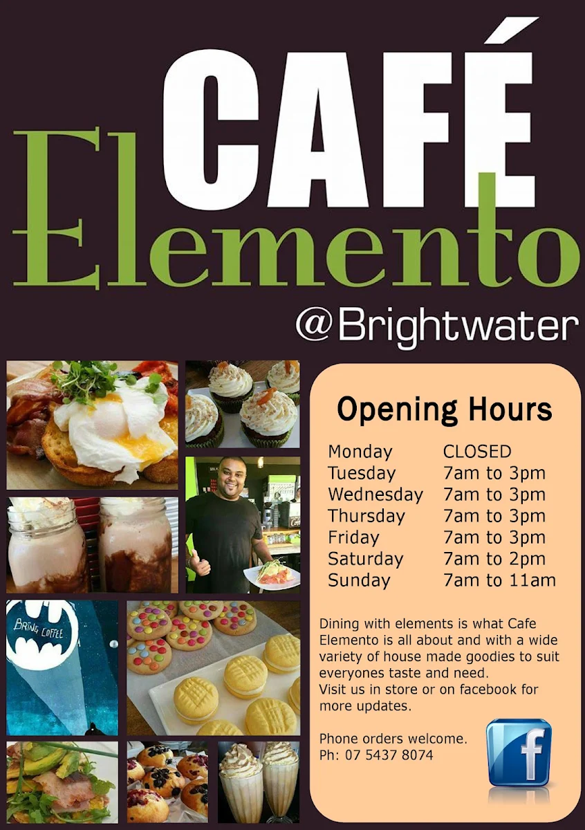 Menu, Cafe Elemento