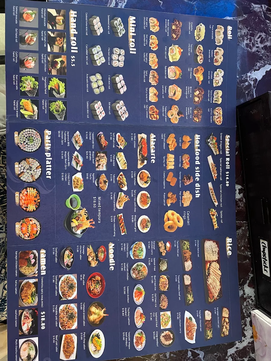 Menu, Yoshi Sushi