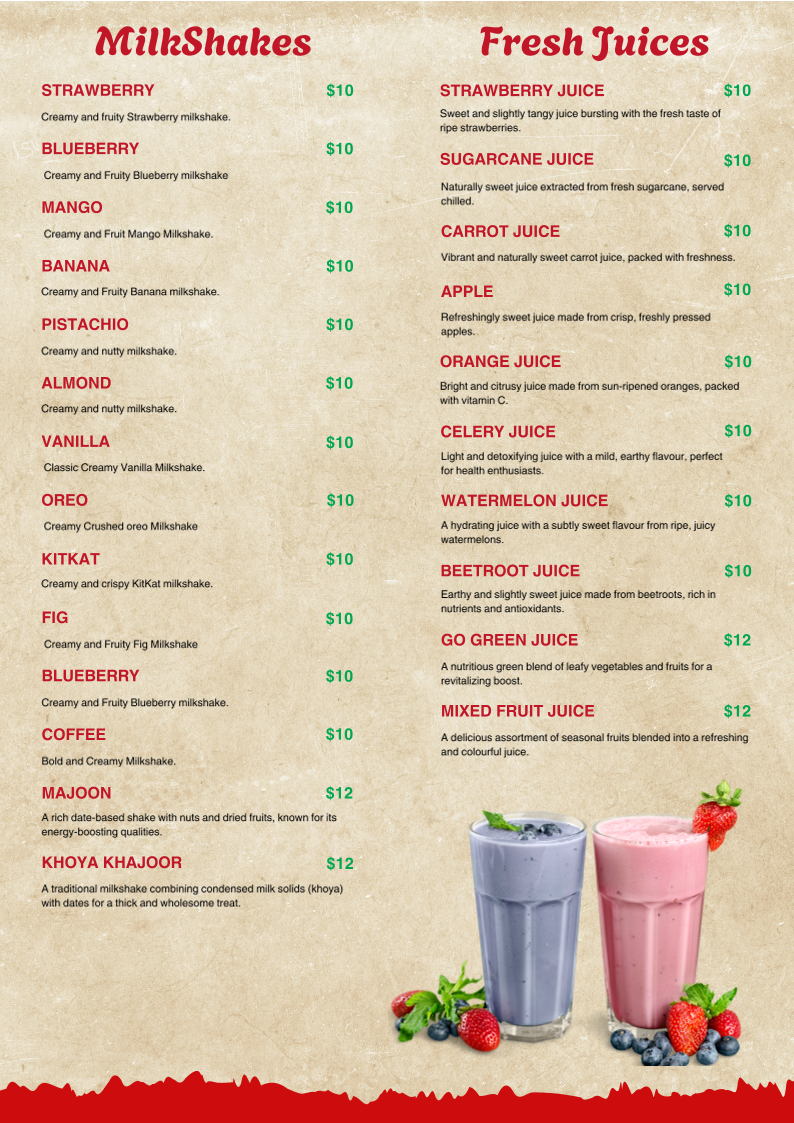 Menu, AB BOI'S Restaurant & Bistro
