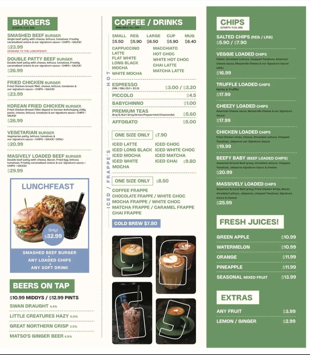 Menu, Coffee Capp’ital