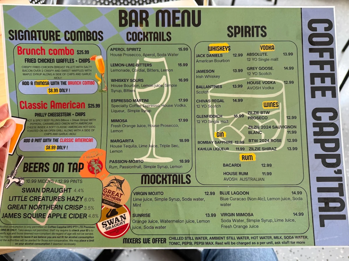 Menu, Coffee Capp’ital