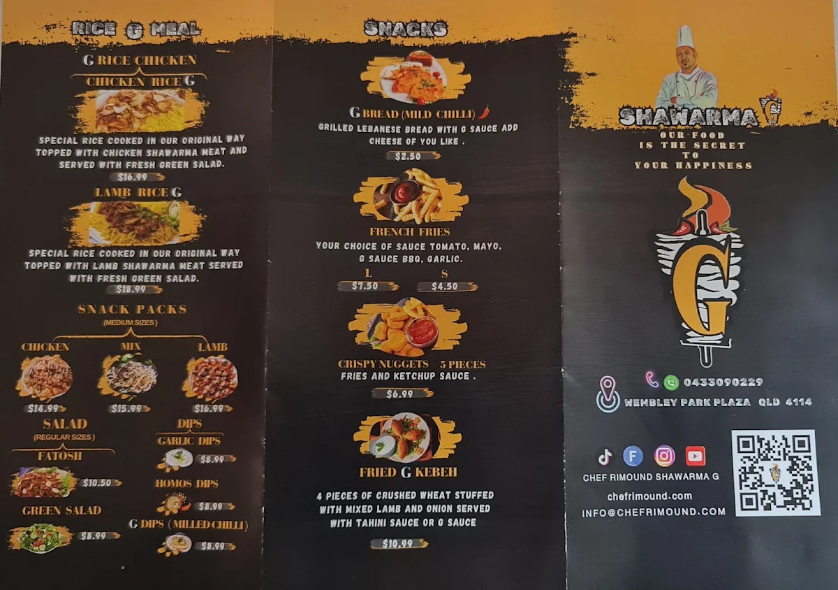 Menu, Shawarma G