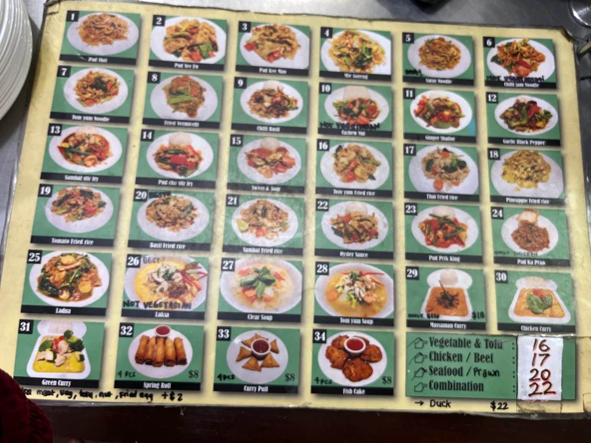 Menu, Thai Connection