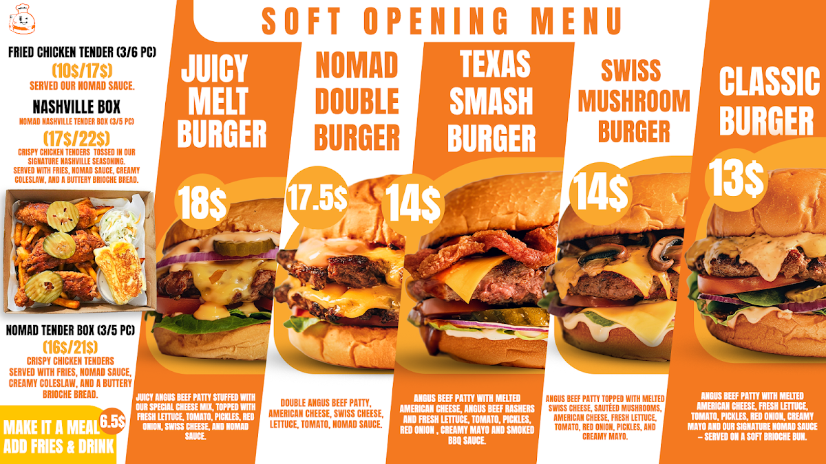 Menu, Nomad Burger