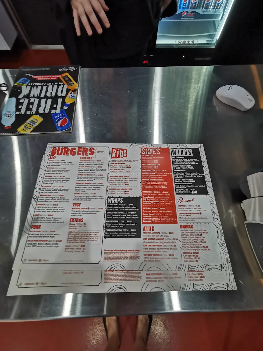 Menu, Smokin Burgers n' Ribs Flagstone