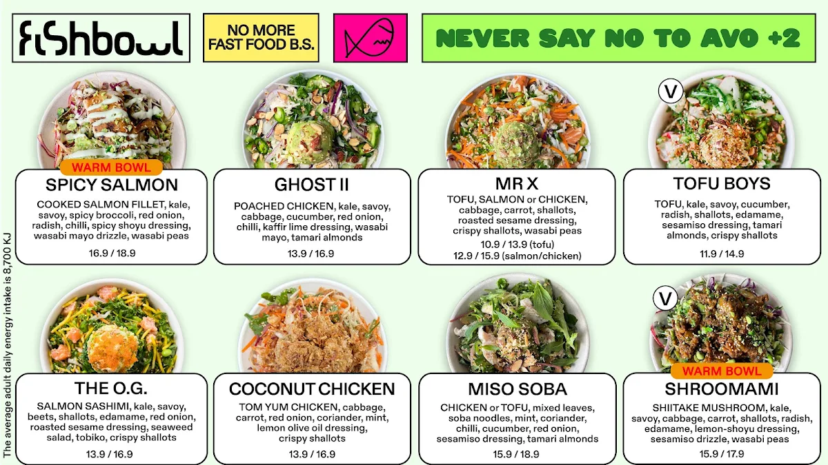 Menu, FISHBOWL - Burleigh Heads
