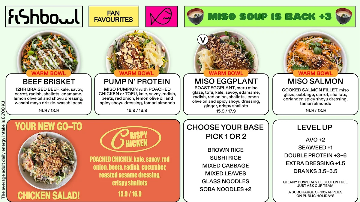 Menu, FISHBOWL - Burleigh Heads