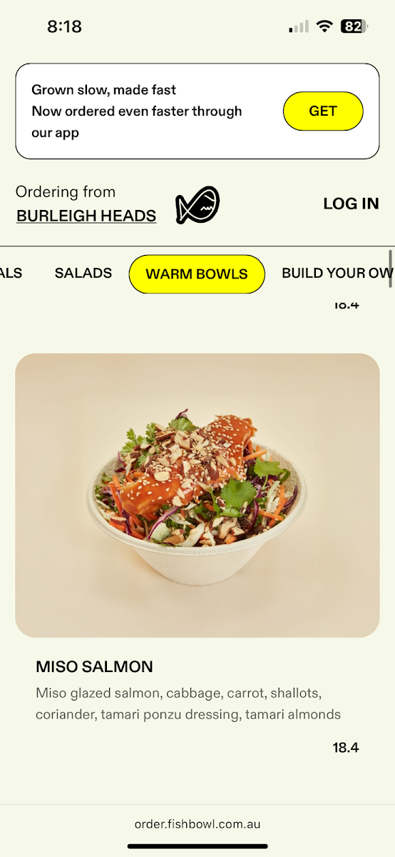 Menu, FISHBOWL - Burleigh Heads