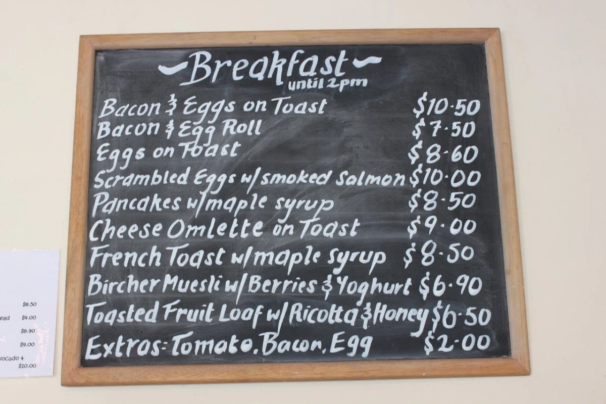 Menu, Marian St. Cafe