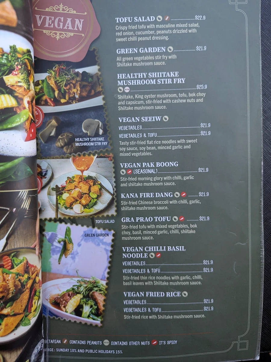 Menu, Little Bangkok Doncaster