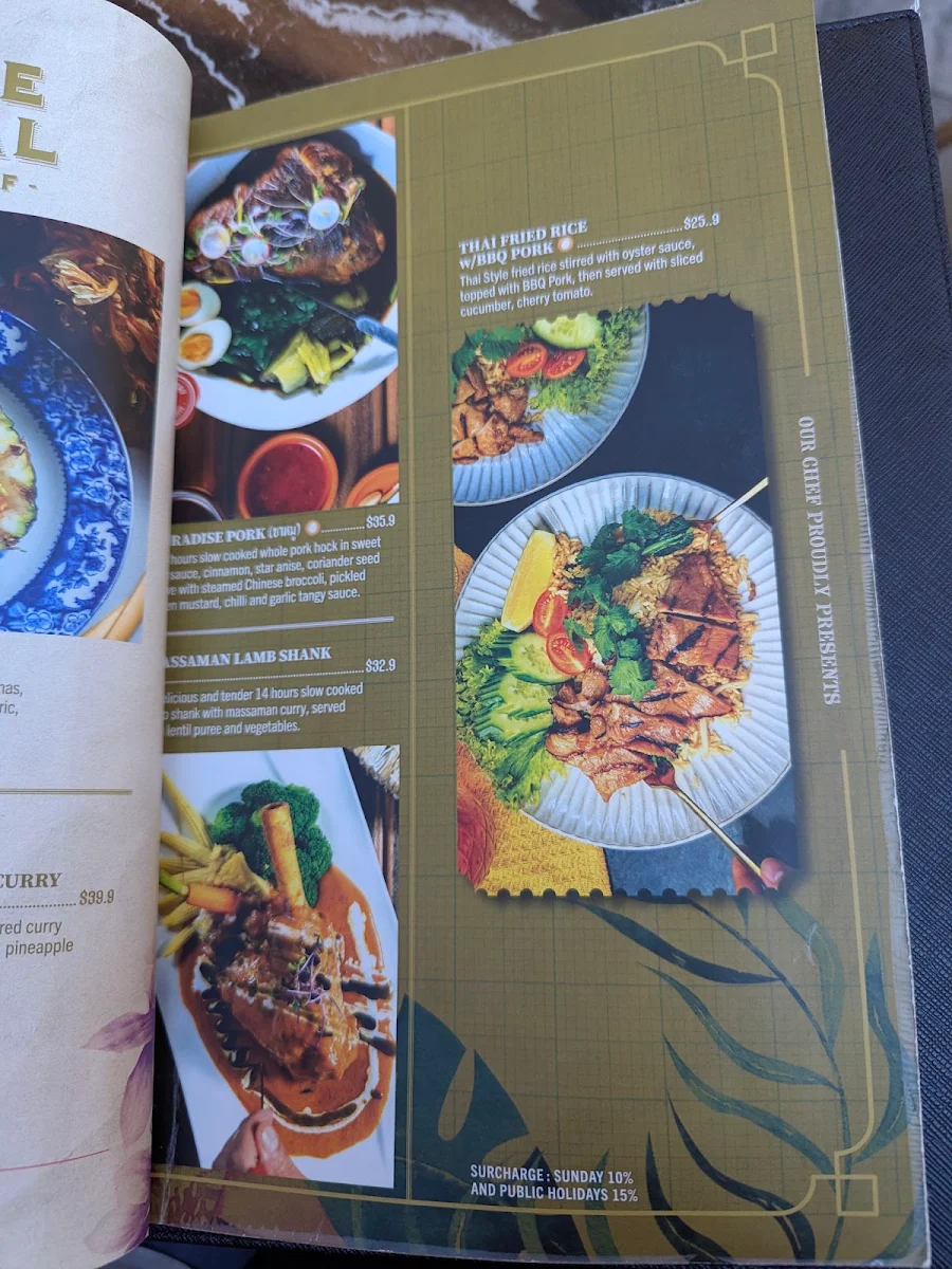 Menu, Little Bangkok Doncaster
