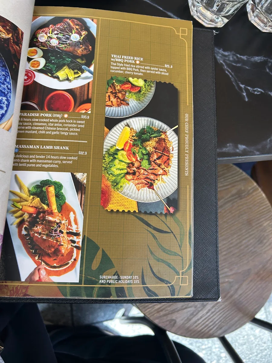 Menu, Little Bangkok Doncaster