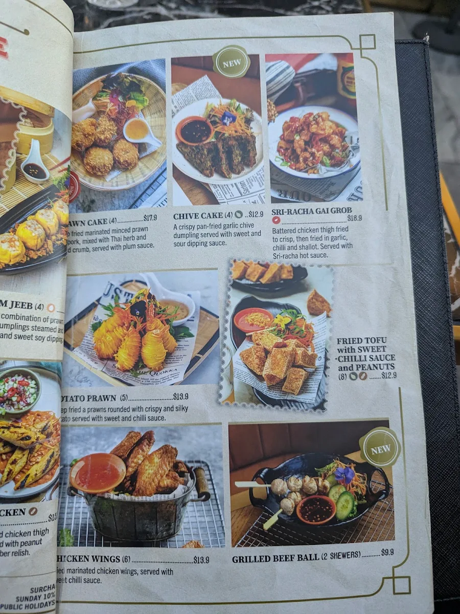 Menu, Little Bangkok Doncaster
