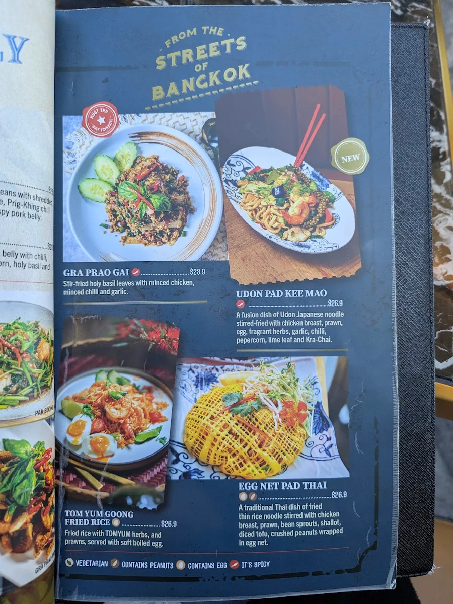 Menu, Little Bangkok Doncaster