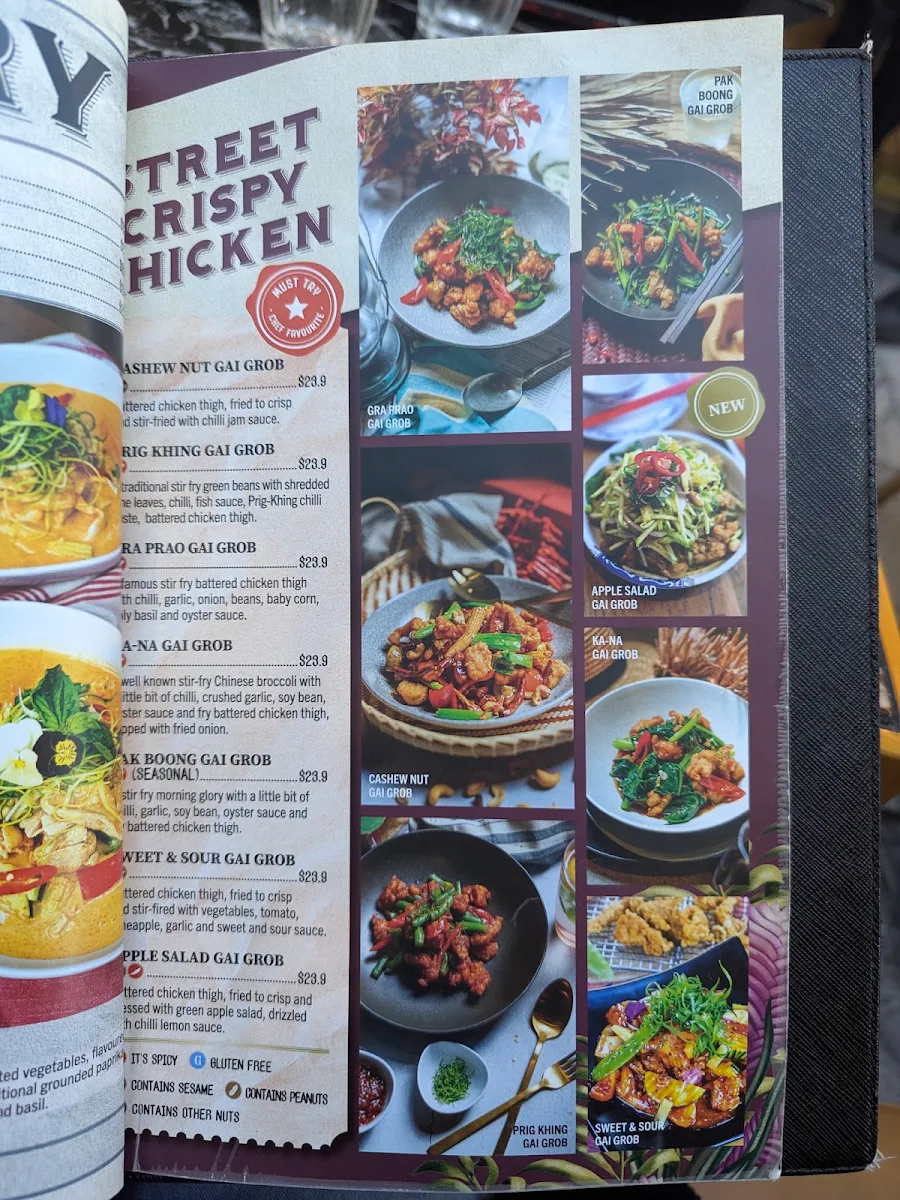 Menu, Little Bangkok Doncaster
