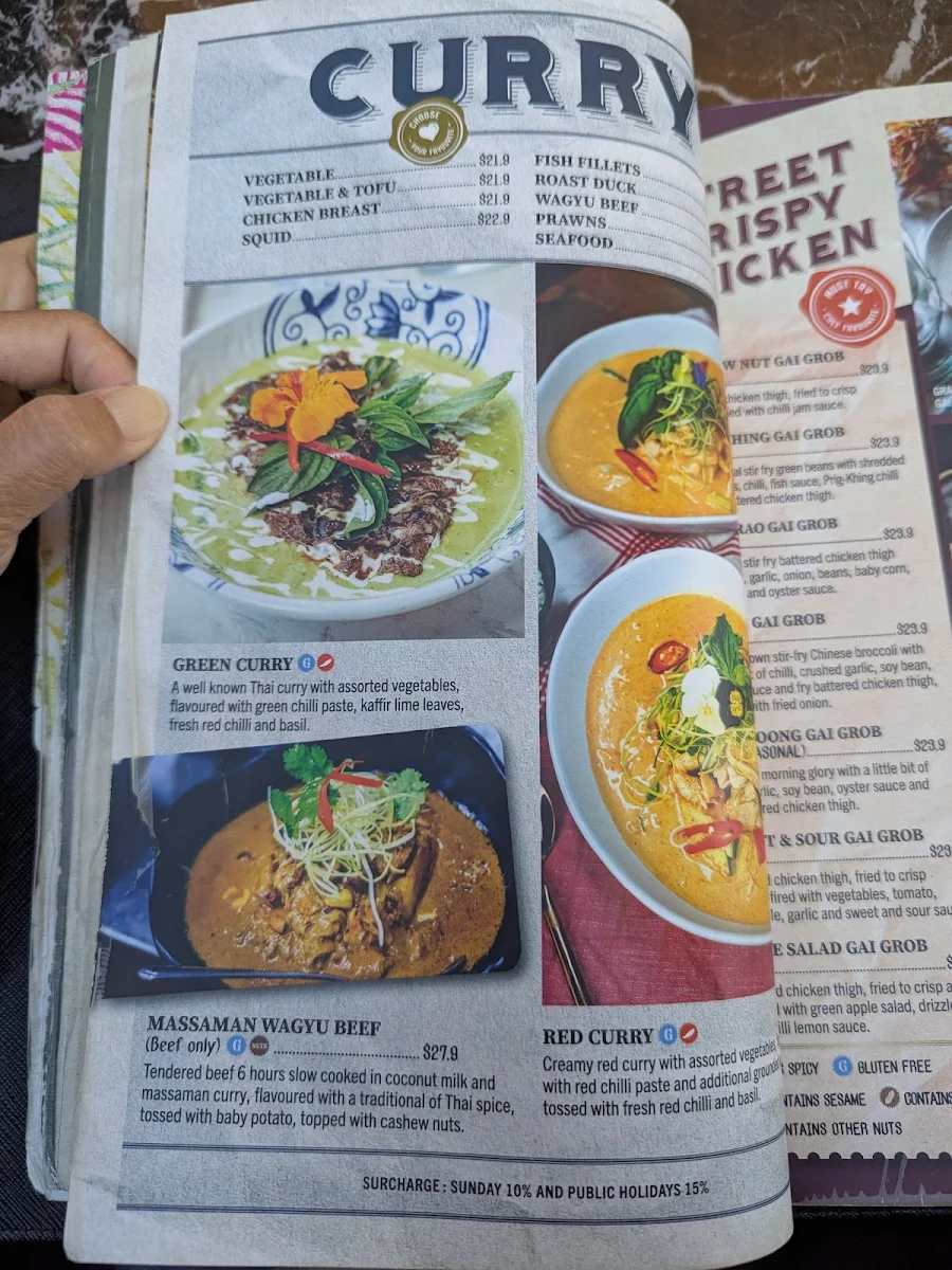Menu, Little Bangkok Doncaster