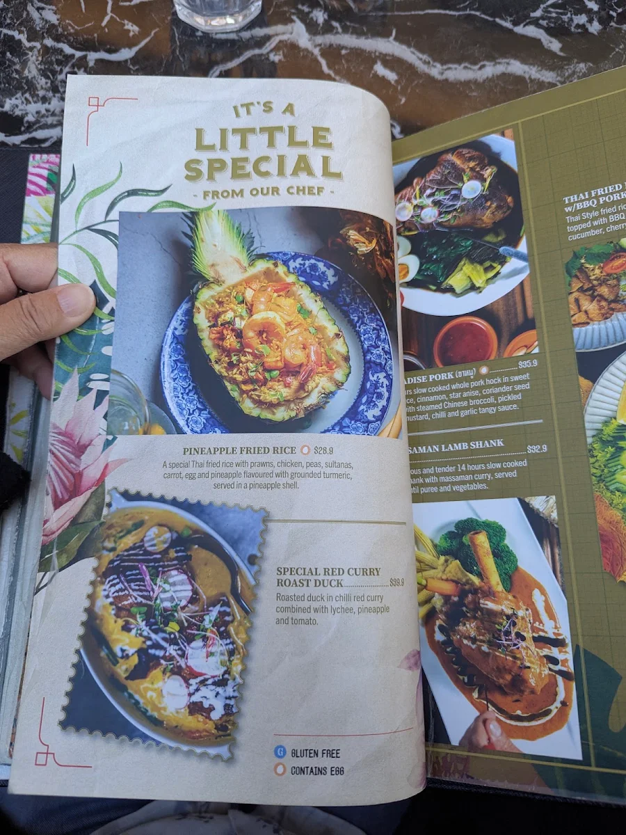 Menu, Little Bangkok Doncaster
