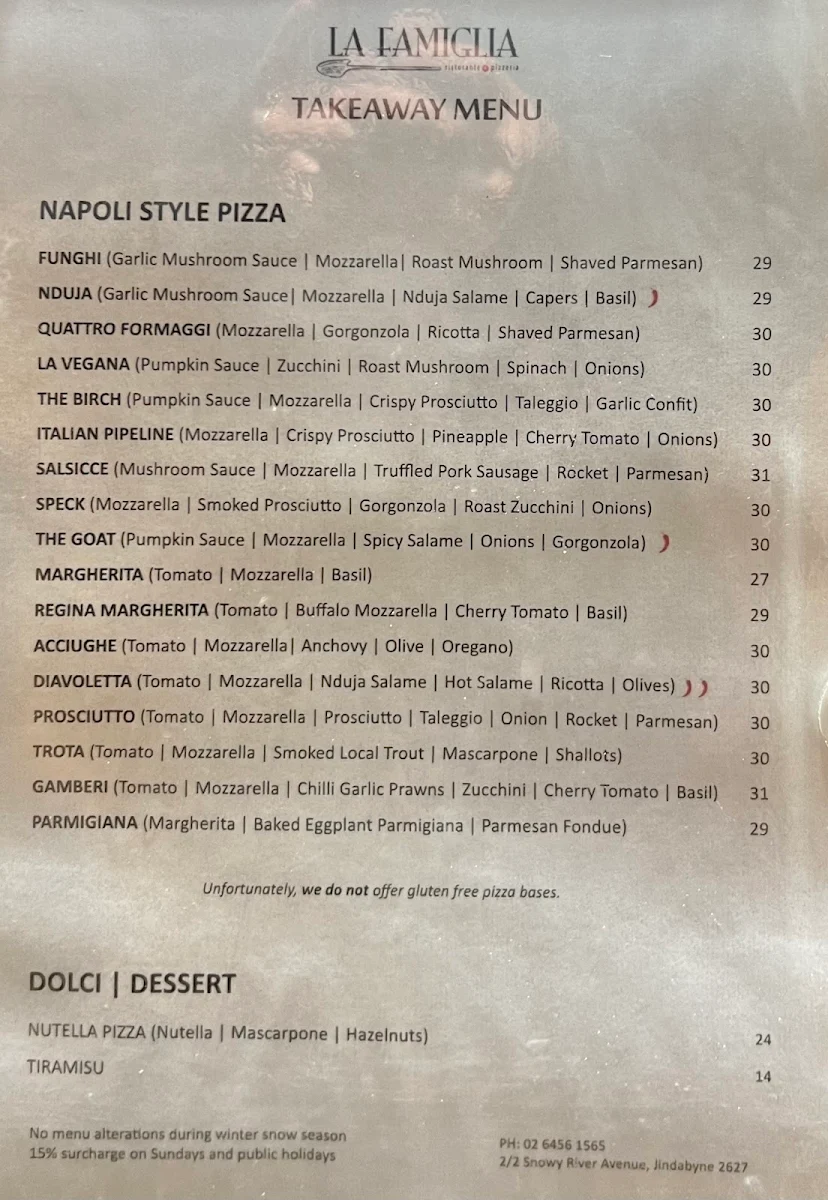 Menu, La Famiglia