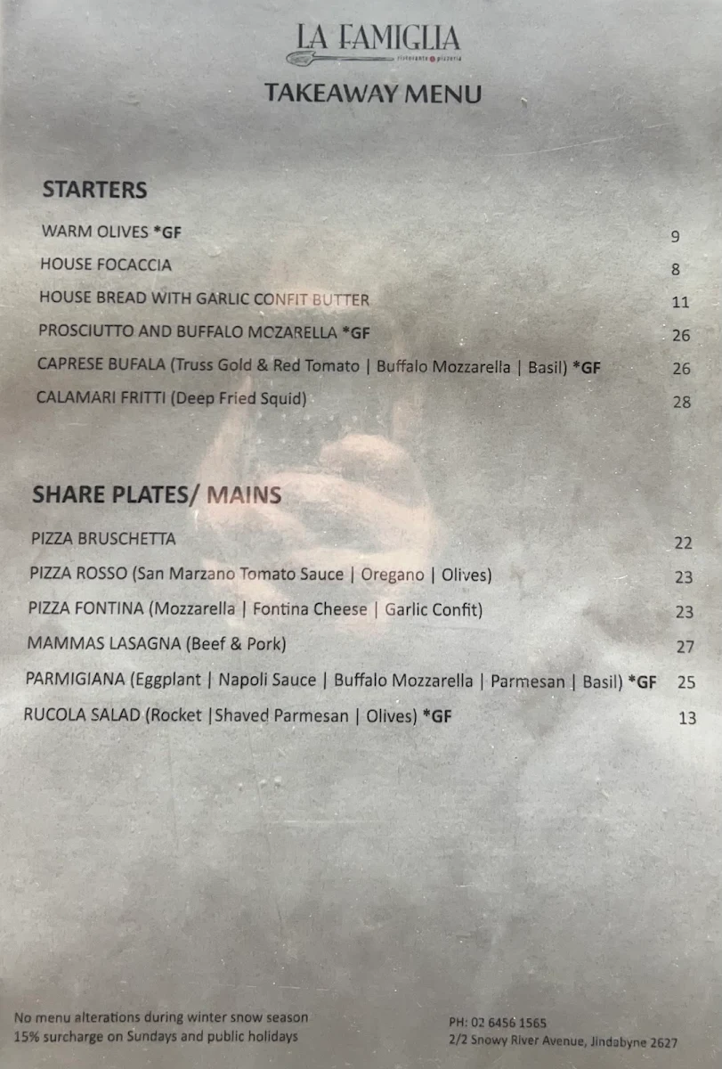 Menu, La Famiglia