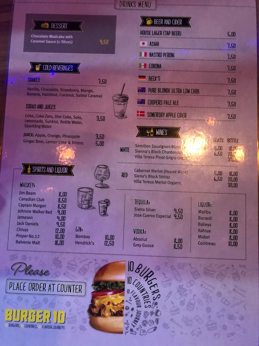 Menu, Burger 10